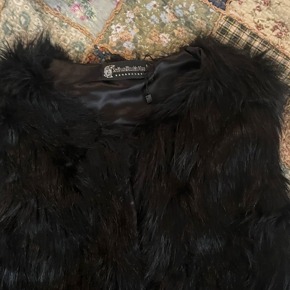 Black(not real fur) vest